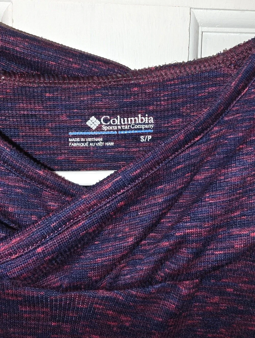Columbia Women’s Purple and Pink Space-Dye Cowl Neck Sweater